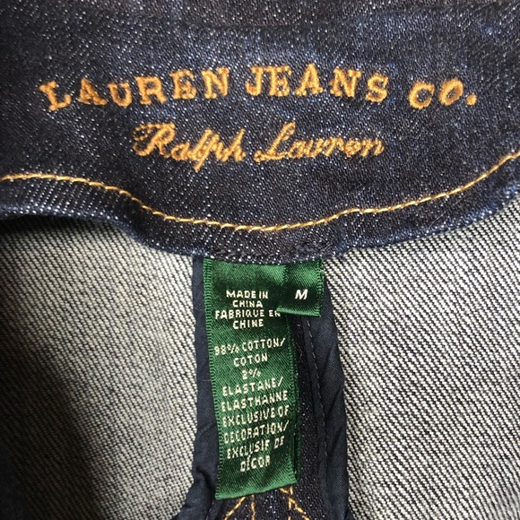 Vintage Lauren Jean Ralph Lauren Denim Jean Jacket Gold Buttons Dark Wash Medium - Picture 6 of 12